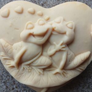 Handcrafted SOAP BAR Heart-Shaped In Love Kissing Frogs